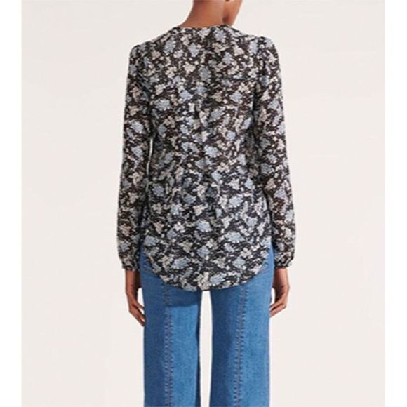 Veronica Beard "Lowell Blouse" Floral Print - SZ 6, Blue and Black - Picture 3 of 11